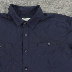 Orvis Tech Shirt Mens XXL Blue Solid Lightweight Outdoor Fishing Hiking